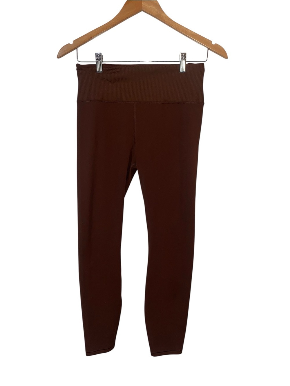 Vuori Brown Rib Studio Performance Leggings Medium Compression Smooth Activewear